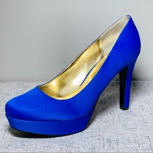 Royal Blue Satin Nina Platform Heels
